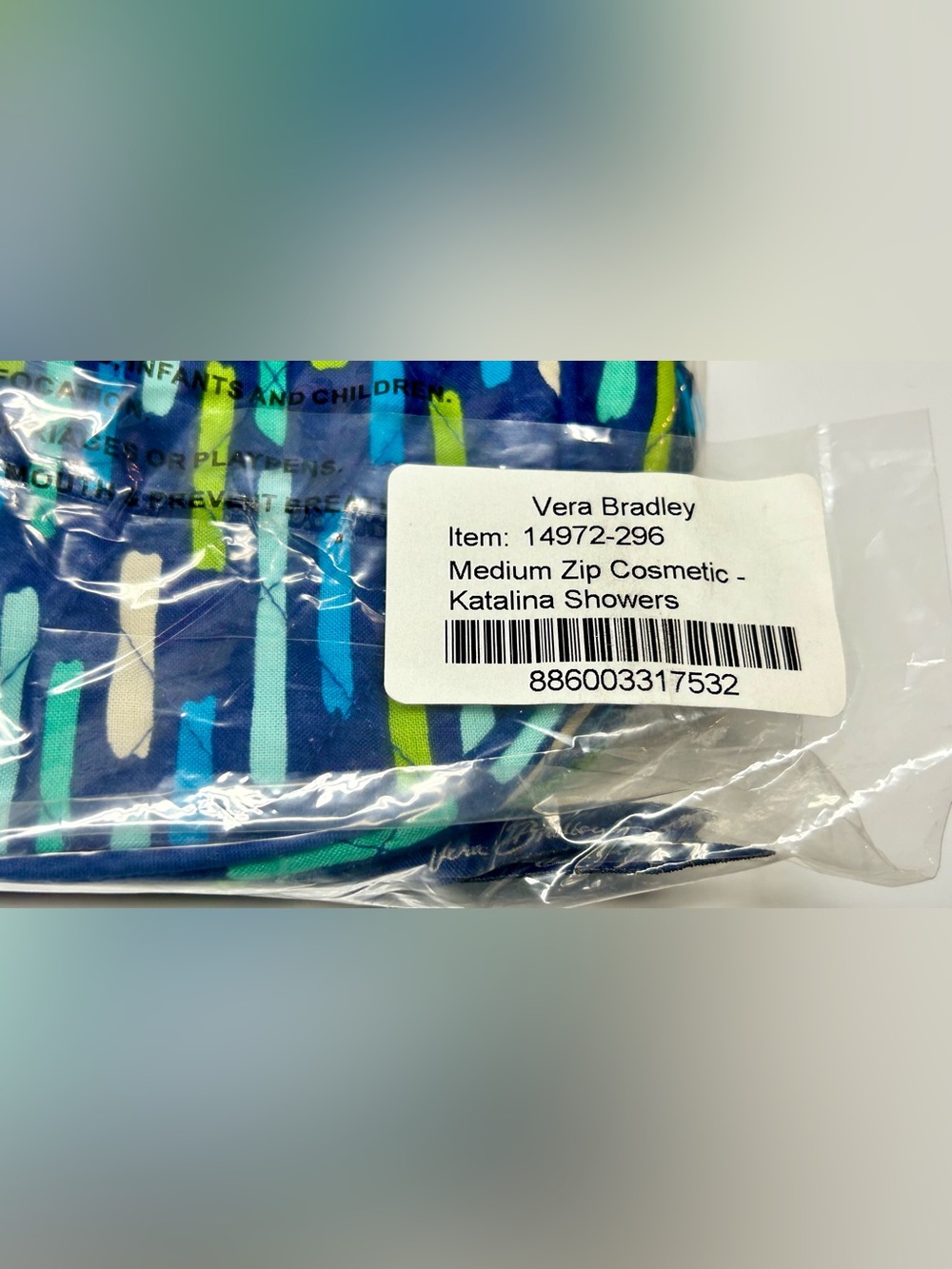 Vera Bradley Katalina Showers Medium Zip Cosmetic Bag- New/Sealed